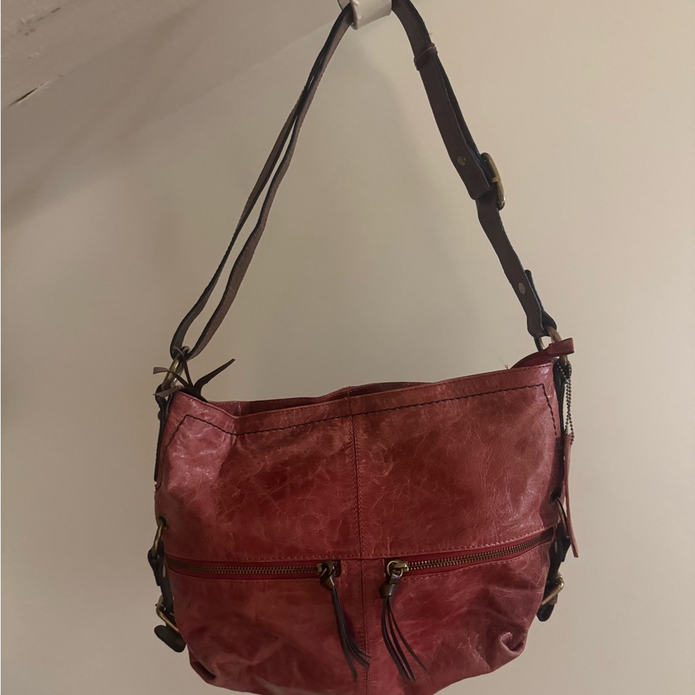 Elegant Red Leather Shoulder Bag